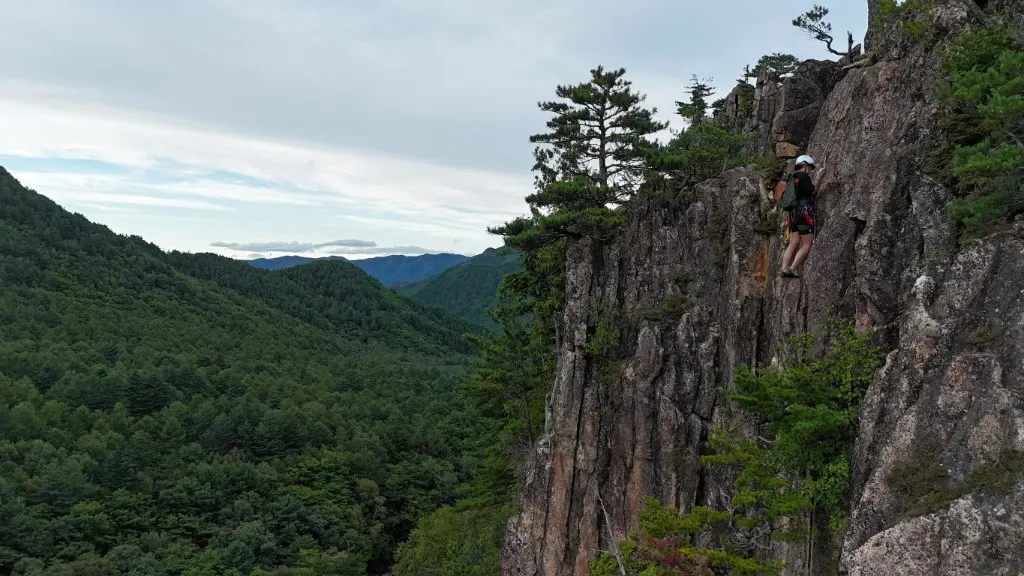Via ferrata on a cliff face